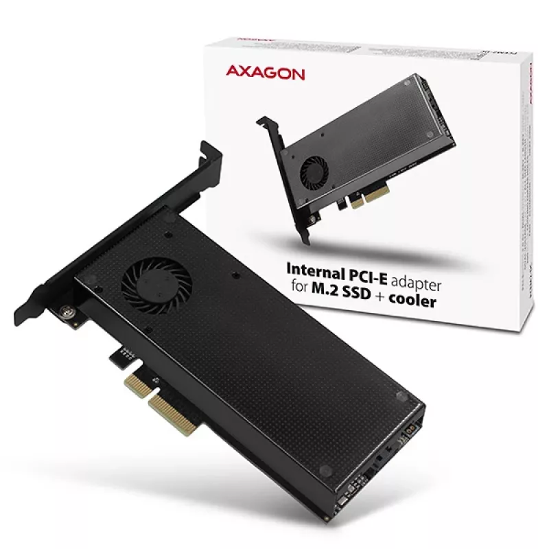 Axagon PCEM2-DC PCIe x4 - adattatore per slot M.2 NVMe M-Key + SATA B-Key con dissipatore, SP & LP