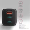Axagon ACU-DPQ65 caricabatterie da parete GaN 65W, 3 porte (USB-A + doppia USB-C), PD3.0/QC4+/PPS/Apple