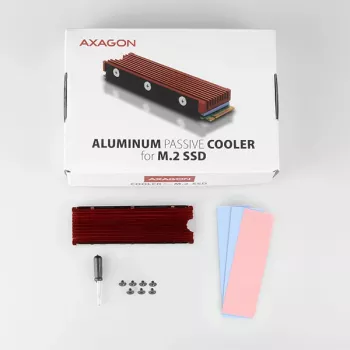 Axagon CRL-M2 dissipatore passivo in alluminio per tutti gli SSD M.2, formato 2280, altezza 12 mm.