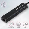 Axagon HMA-GL3A hub multiporta USB 3.0 Type-A Gbit-LAN 3x USB-A microSD con cavo USB 3.2 Gen 1 (3.1 Gen 1) Type-A nero