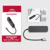 Axagon HMC-6GL hub USB 3.2 Gen 1, 3x USB-A, HDMI 4K/30Hz, RJ-45, PD 100W, cavo USB-C 20 cm