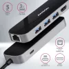 Axagon HMC-6GL hub USB 3.2 Gen 1, 3x USB-A, HDMI 4K/30Hz, RJ-45, PD 100W, cavo USB-C 20 cm