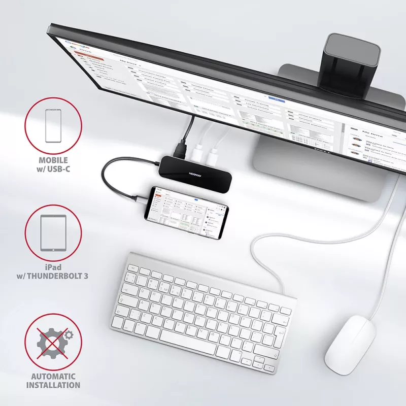 Axagon HMC-6GL hub USB 3.2 Gen 1, 3x USB-A, HDMI 4K/30Hz, RJ-45, PD 100W, cavo USB-C 20 cm