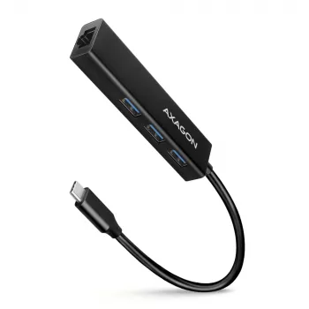 Hub USB-C Axagon HMC-GL3A 3x USB-A Gbit-LAN nero