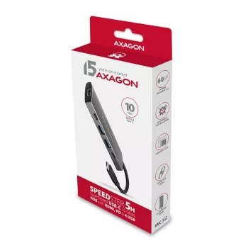 Axagon HMC-5G2 hub USB 10Gbps, 2x USB-A, 2x USB-C, HDMI 4K/60Hz, PD 100W, cavo USB-C
