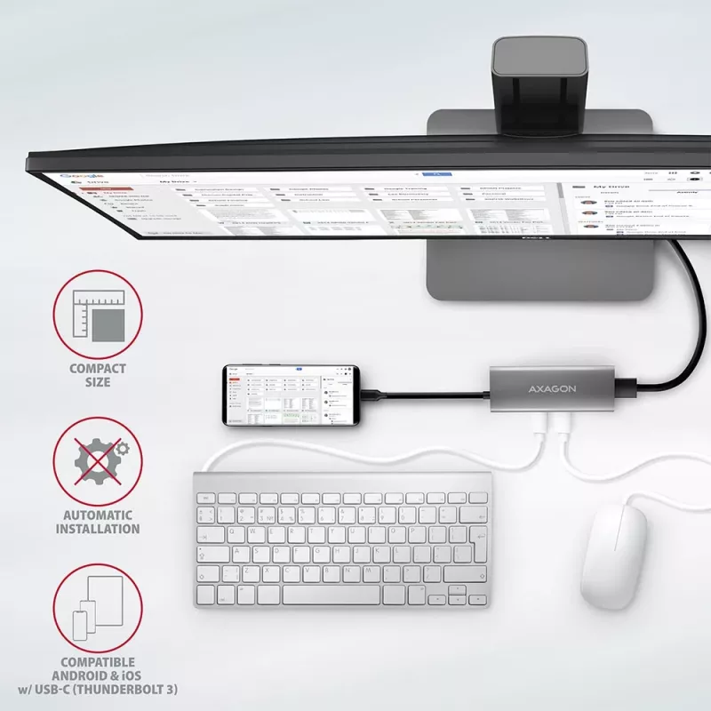 Axagon HMC-5G2 SPEEDSTER hub USB-C 5 in 1, 2x USB-A, 2x USB-C, HDMI, PD 60 W