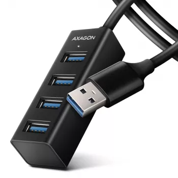 Axagon HUE-M1AL mini-hub 4x USB 3.2 Gen 1, metallo, cavo USB-A 1,2 m
