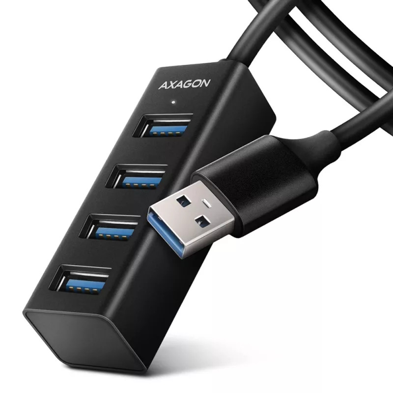 Axagon HUE-M1AL mini-hub 4x USB 3.2 Gen 1, metallo, cavo USB-A 1,2 m
