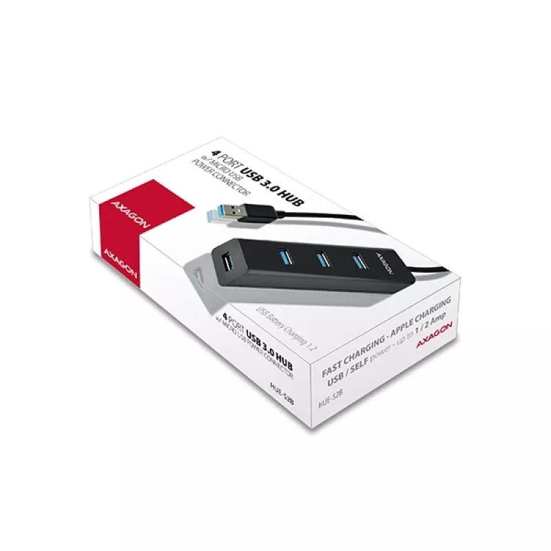 Axagon HUE-S2B hub di ricarica 4x USB 3.0, alimentazione tramite Micro-USB