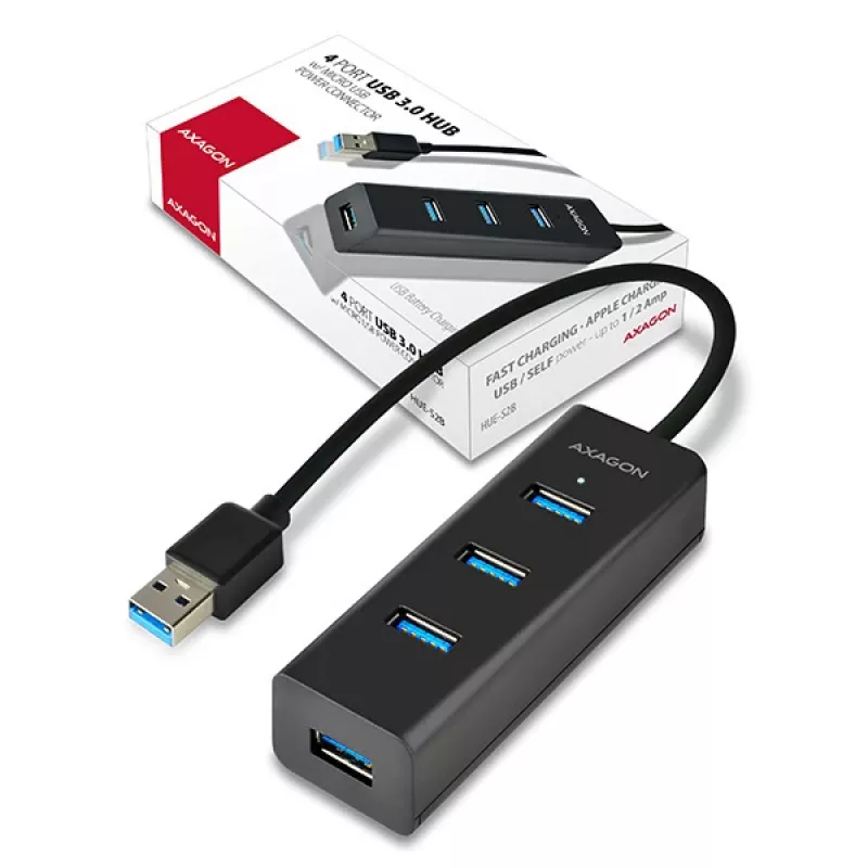 Axagon HUE-S2B hub di ricarica 4x USB 3.0, alimentazione tramite Micro-USB