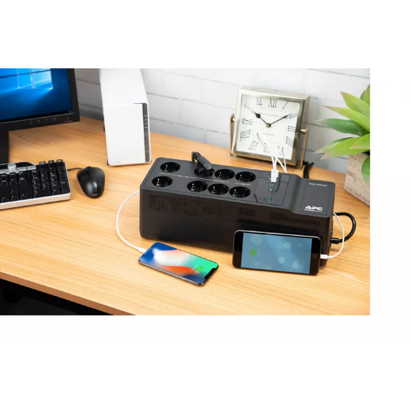APC Back-UPS BE850G2-GR - gruppo di continuità 8 prese, 850VA, 2 caricabatterie USB, 1 porta dati USB