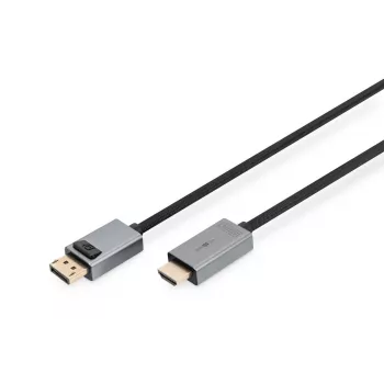 Cavo DIGITUS DP a HDMI con LED 4K/30Hz, 2m custodia in alluminio, dorato, supporta 4K30Hz