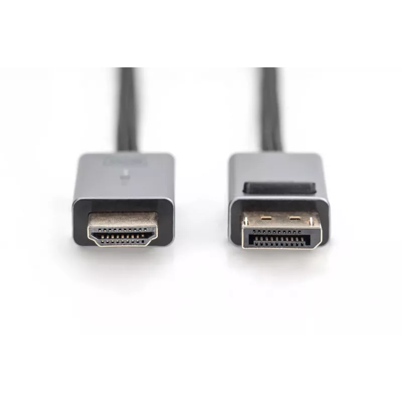 Cavo DIGITUS DP a HDMI con LED 4K/30Hz, 2m custodia in alluminio, dorato, supporta 4K30Hz