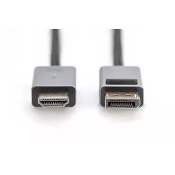 Cavo DIGITUS DP a HDMI con LED 4K/30Hz, 3m, custodia in alluminio, dorato, supporta 4K30Hz