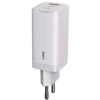 IBOX caricabatterie mobile ILUC65W, 65W, 2x USB-C + 1x USB-A, bianco, cavo 1,5 m