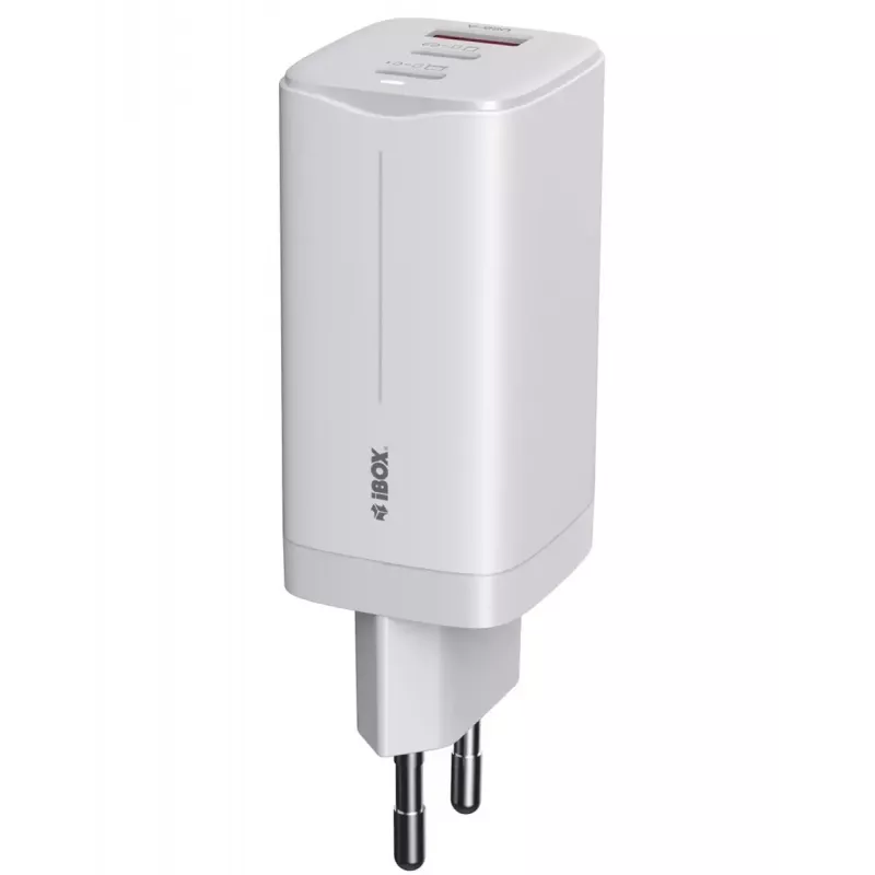 IBOX caricabatterie mobile ILUC65W, 65W, 2x USB-C + 1x USB-A, bianco, cavo 1,5 m