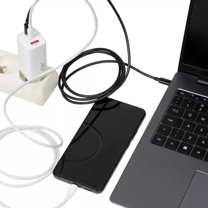 IBOX caricabatterie mobile ILUC65W, 65W, 2x USB-C + 1x USB-A, bianco, cavo 1,5 m