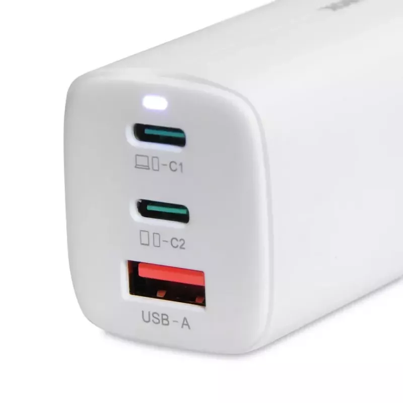 IBOX caricabatterie mobile ILUC65W, 65W, 2x USB-C + 1x USB-A, bianco, cavo 1,5 m