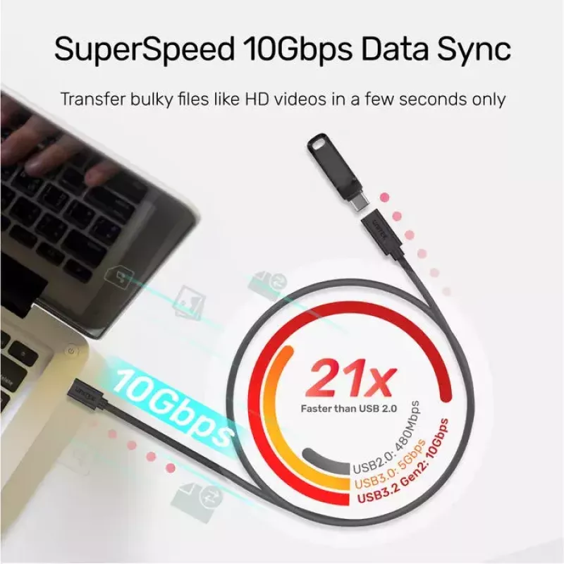 Unitek C14086BK-1.5M cavo prolunga USB-C (M/F), 10 Gbps, 4K, PD 100 W, 1,5 m, nero