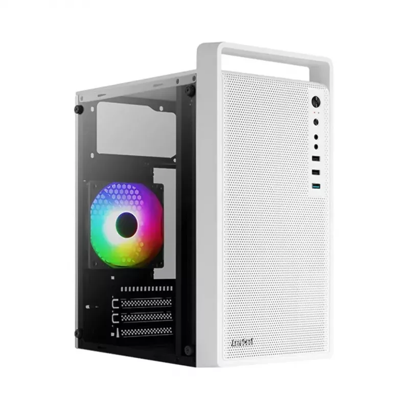 Case PC AEROCOOL PGS CS-109-G-WT-v1 Mini Tower SPCC bianco — microATX, fino a 26 cm GPU, FRGB, frontale Mesh