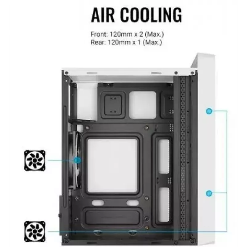 Case PC AEROCOOL PGS CS-109-G-WT-v1 Mini Tower SPCC bianco — microATX, fino a 26 cm GPU, FRGB, frontale Mesh