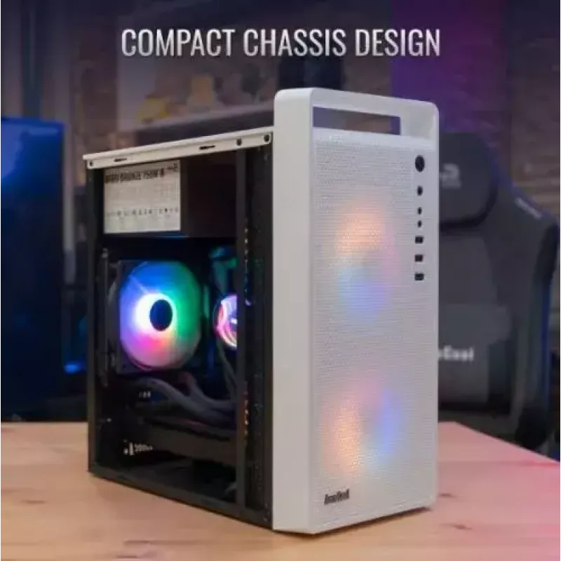 Case PC AEROCOOL PGS CS-109-G-WT-v1 Mini Tower SPCC bianco — microATX, fino a 26 cm GPU, FRGB, frontale Mesh