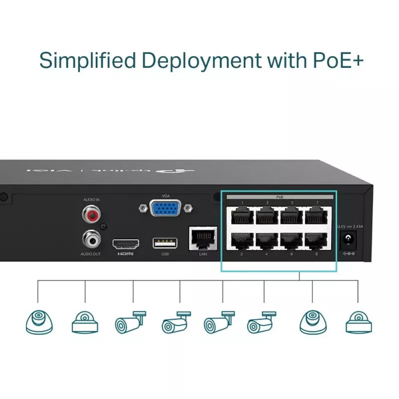 TP-Link VIGI videoregistratore di rete PoE+ 8 canali