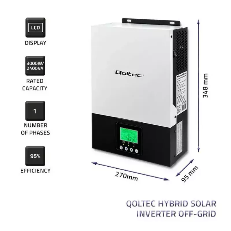 Inverter solare ibrido off-grid QOLTEC 3KVA 2,4kW 80A