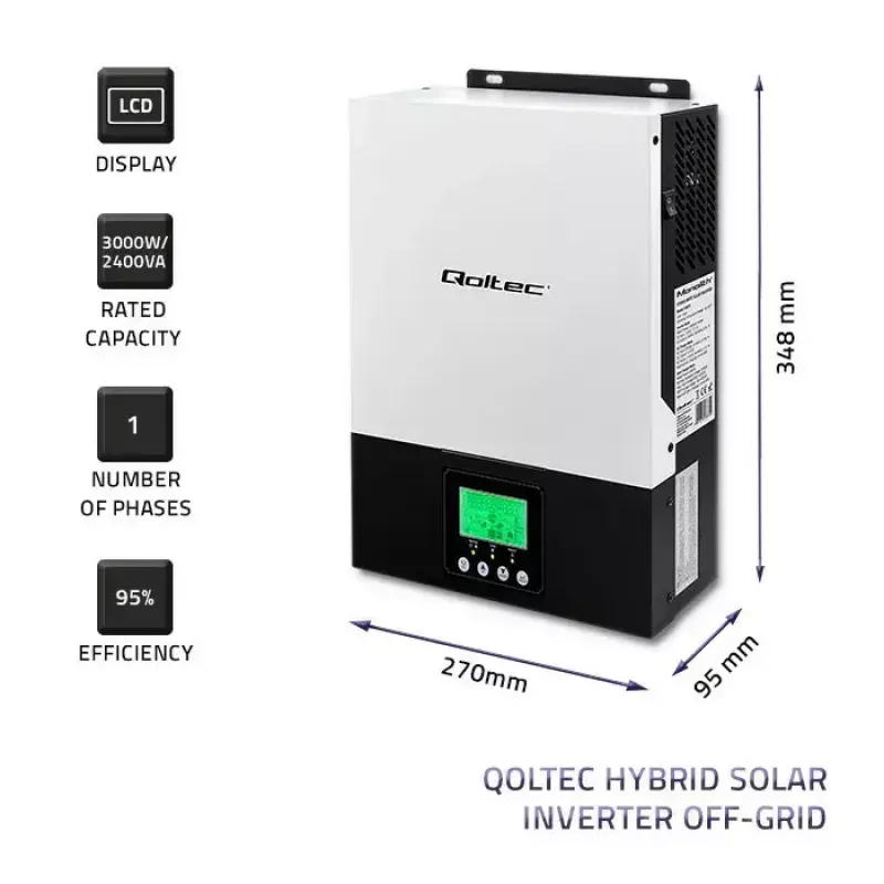 Inverter solare ibrido off-grid QOLTEC 3KVA 2,4kW 80A