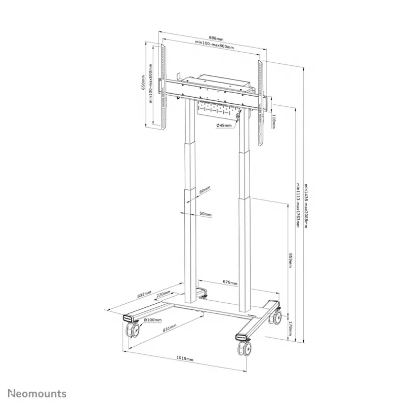Carrello TV Neomounts FL55-875BL1 55-100 pollici - motorizzato - TÜV