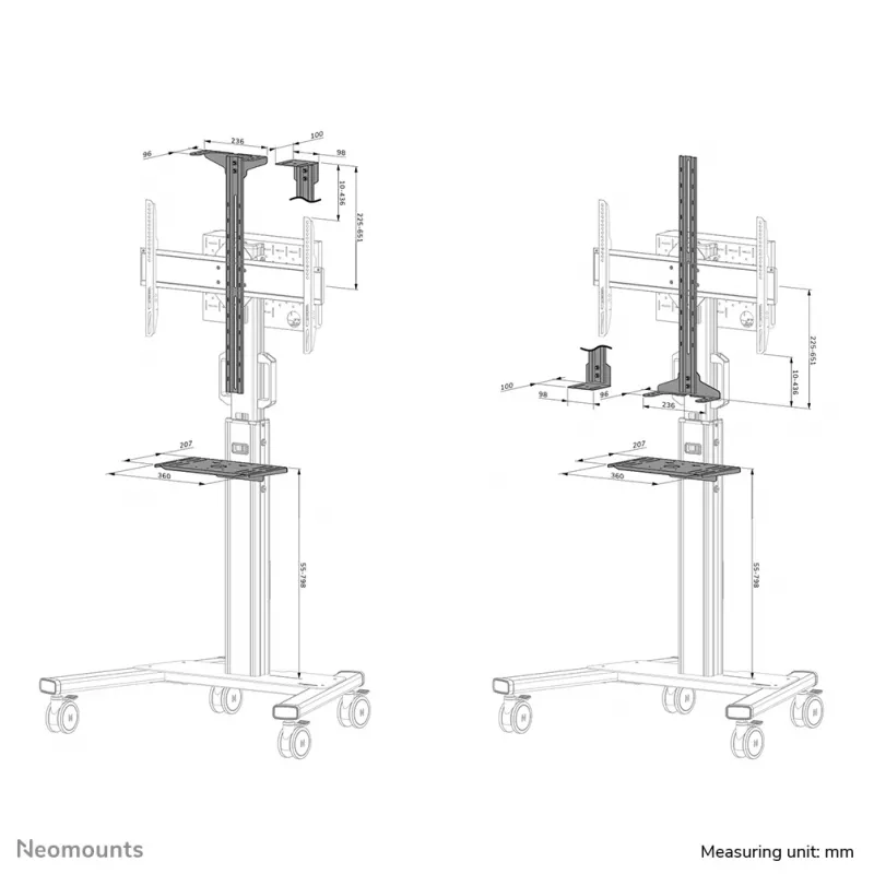 Neomounts Select AFLS-825BL1 kit video e multimediale (ripiano per telecamera, ripiano AV, adattatore Logitech Rally Bar (Mini)) per FL50S-825BL1, max 9 kg, acciaio, nero