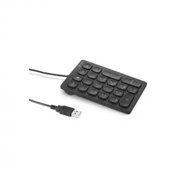Tastierino numerico con filo Kensington, USB, 21, laptop/PC, nero