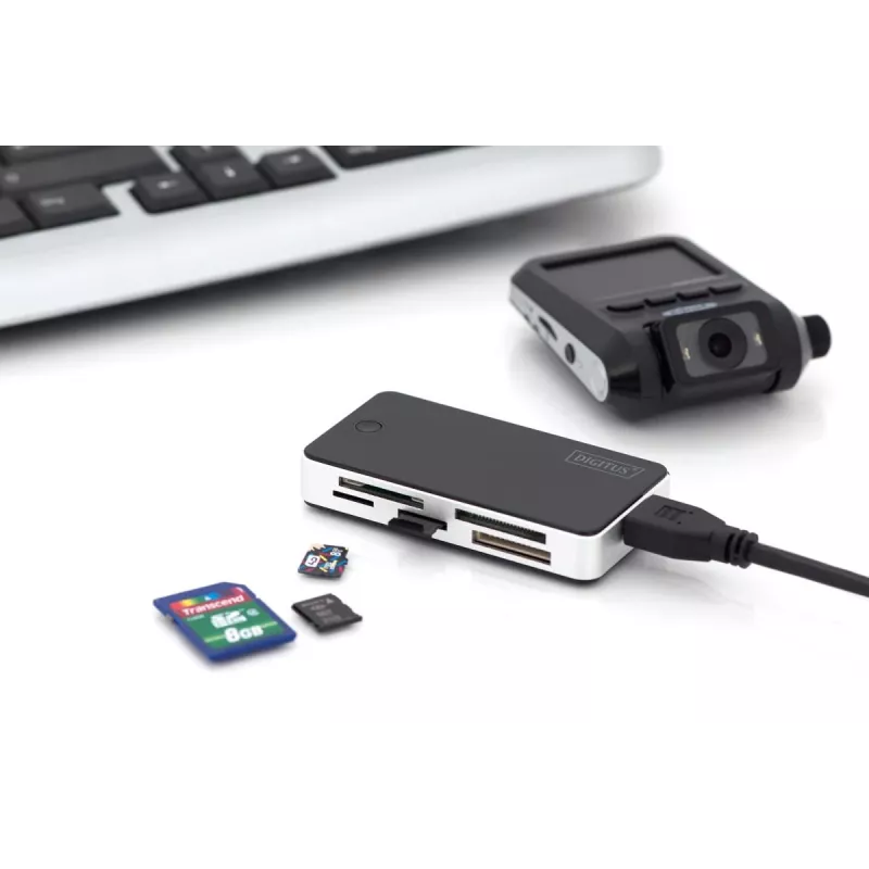 DIGITUS lettore di schede USB 3.0, supporta schede MS/SD/SDHC/MiniSD/M2/CF/MD/SDXC, cavo di collegamento USB-A 1M