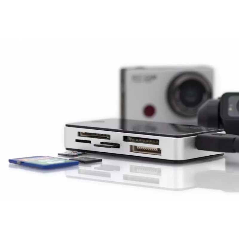 DIGITUS lettore di schede USB 3.0, supporta schede MS/SD/SDHC/MiniSD/M2/CF/MD/SDXC, cavo di collegamento USB-A 1M