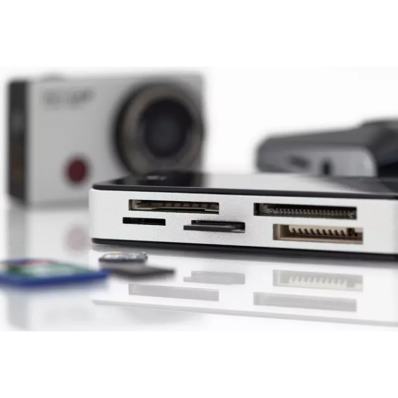 DIGITUS lettore di schede USB 3.0, supporta schede MS/SD/SDHC/MiniSD/M2/CF/MD/SDXC, cavo di collegamento USB-A 1M