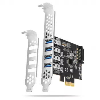 Scheda PCIe Axagon PCEU-43RS - 4 porte USB 5 Gbps, doppia alimentazione, Renesas PD720201, SP & LP