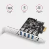Scheda PCIe Axagon PCEU-43RS - 4 porte USB 5 Gbps, doppia alimentazione, Renesas PD720201, SP & LP
