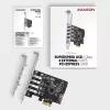 Scheda PCIe Axagon PCEU-43RS - 4 porte USB 5 Gbps, doppia alimentazione, Renesas PD720201, SP & LP