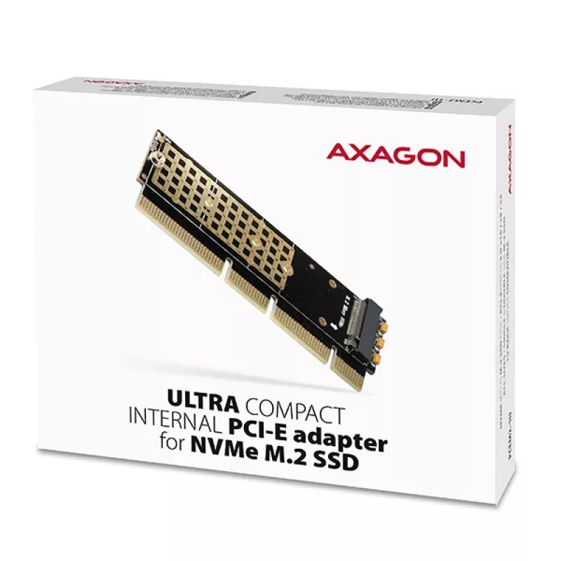 Axagon PCEM2-1U PCIe x16/x8/x4 - adattatore per slot M.2 NVMe M-Key 1U