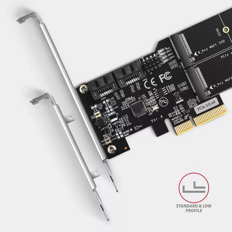 Axagon PCES-SA4M2 controller PCIe 2 porte SATA 6G interne + interfacce M.2 B-Key schede/adattatori M.2, SATA