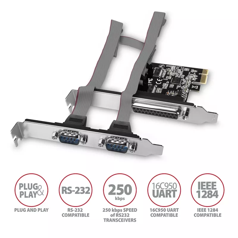 Axagon PCEA-PSN PCIe - adattatore 1 porta parallela e 2 porte seriali 250 kbps con SP & LP