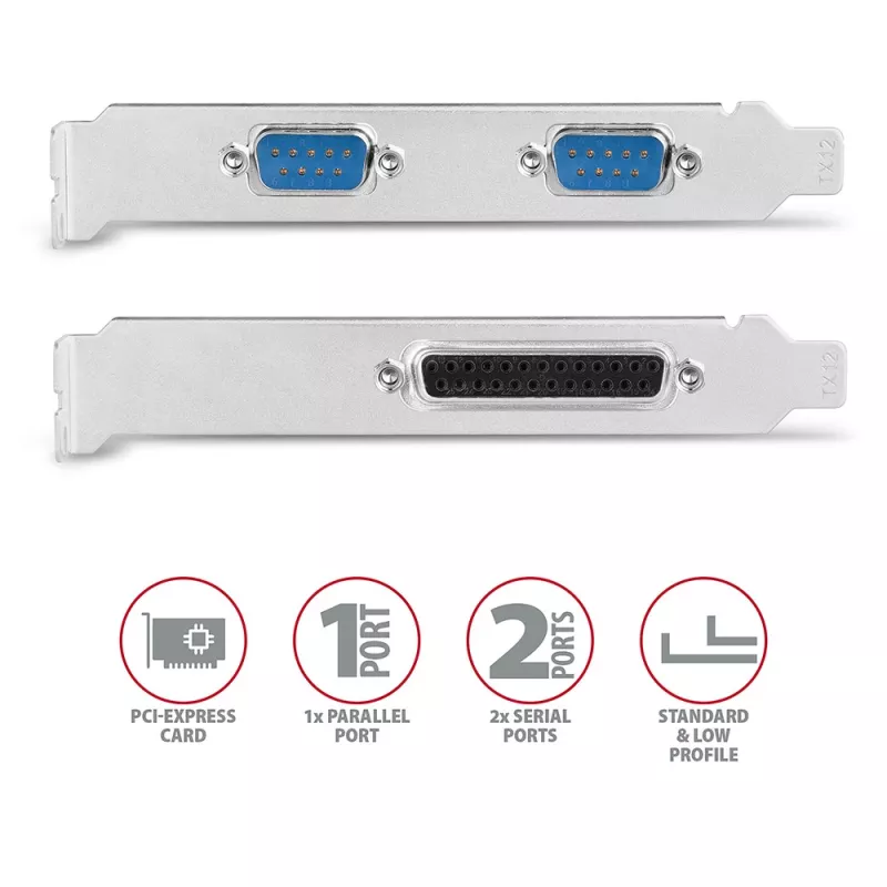 Axagon PCEA-PSN PCIe - adattatore 1 porta parallela e 2 porte seriali 250 kbps con SP & LP