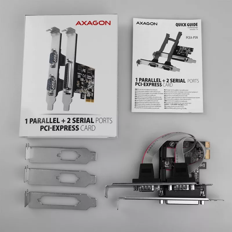 Axagon PCEA-PSN PCIe - adattatore 1 porta parallela e 2 porte seriali 250 kbps con SP & LP