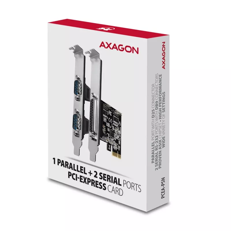 Axagon PCEA-PSN PCIe - adattatore 1 porta parallela e 2 porte seriali 250 kbps con SP & LP