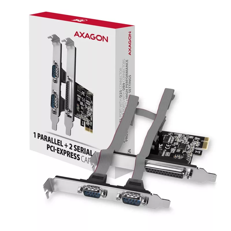 Axagon PCEA-PSN PCIe - adattatore 1 porta parallela e 2 porte seriali 250 kbps con SP & LP