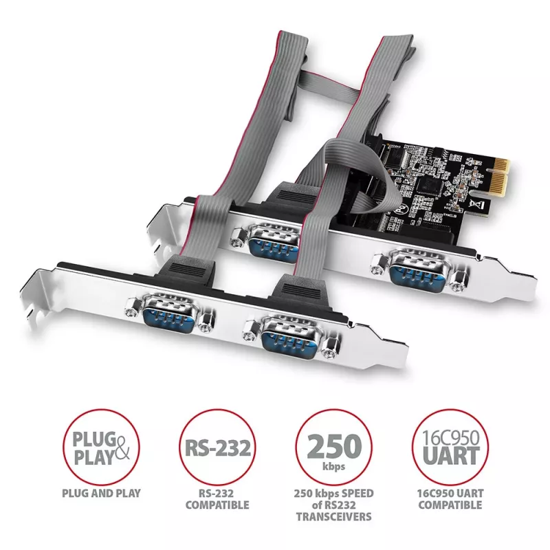 Axagon PCEA-S4N PCIe - adattatore 4 porte seriali 250 kbps con staffa SP e LP
