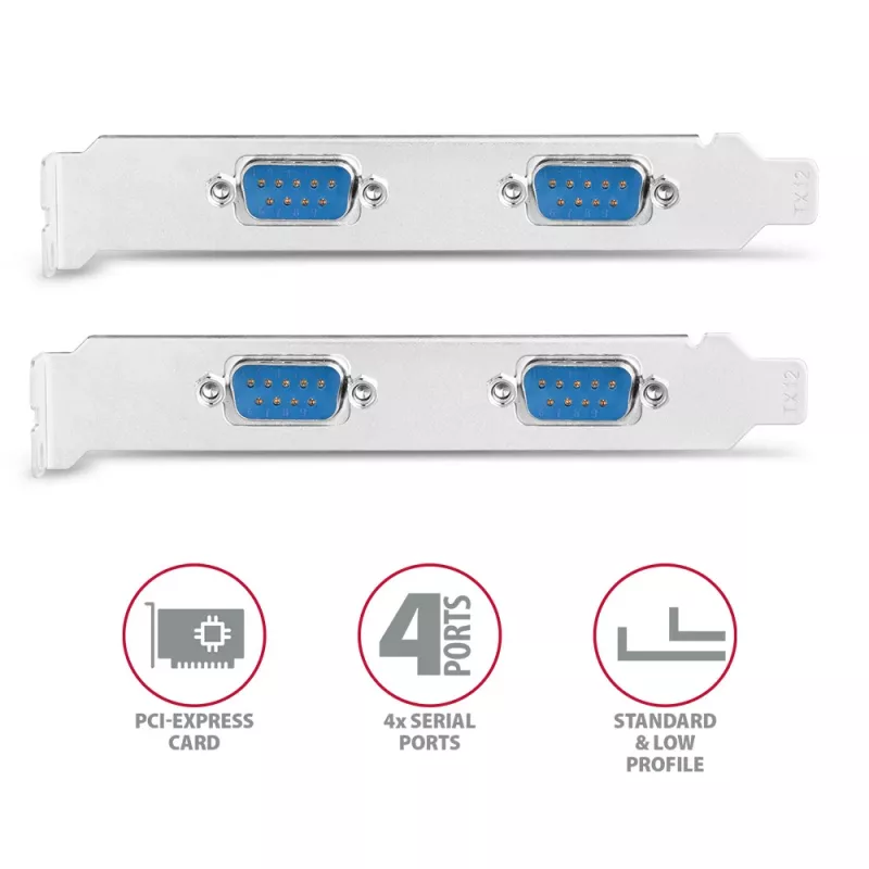 Axagon PCEA-S4N PCIe - adattatore 4 porte seriali 250 kbps con staffa SP e LP