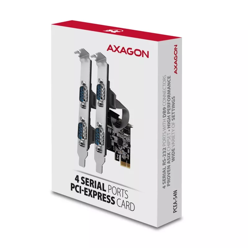 Axagon PCEA-S4N PCIe - adattatore 4 porte seriali 250 kbps con staffa SP e LP