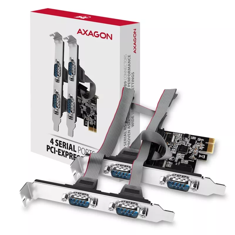 Axagon PCEA-S4N PCIe - adattatore 4 porte seriali 250 kbps con staffa SP e LP