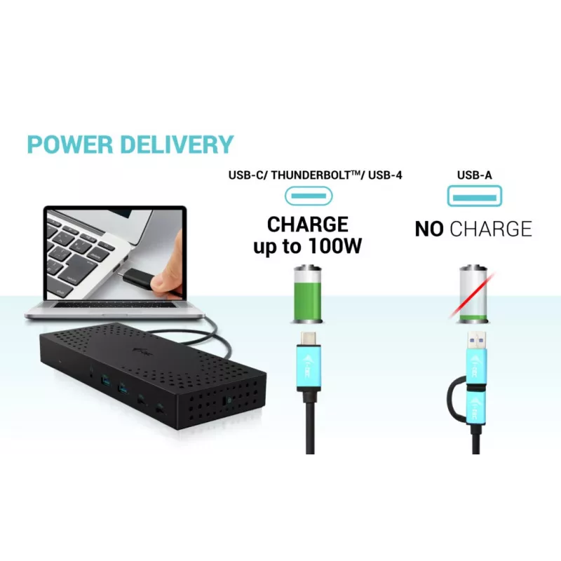 i-tec USB 3.0 / USB-C / Thunderbolt, docking station 3x 4K Gen 2 + Power Delivery 100W